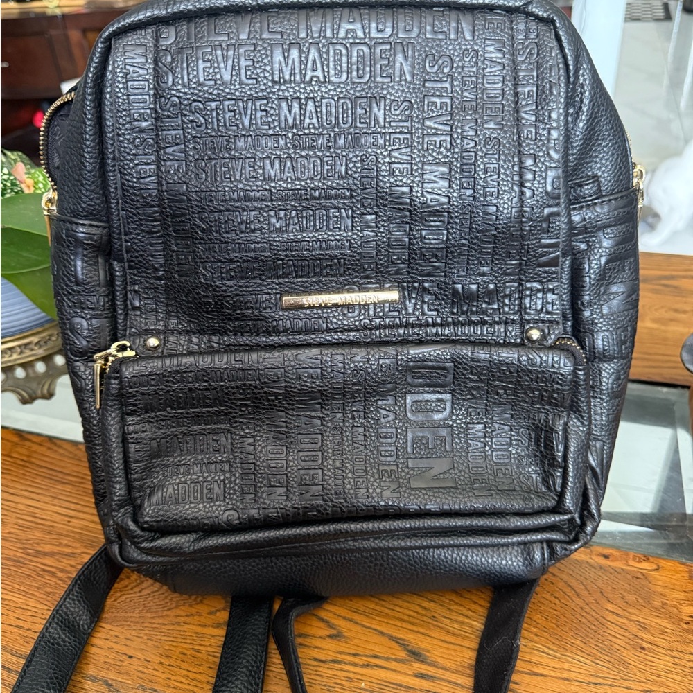 Steve Madden Black Backpack with Textured Finish